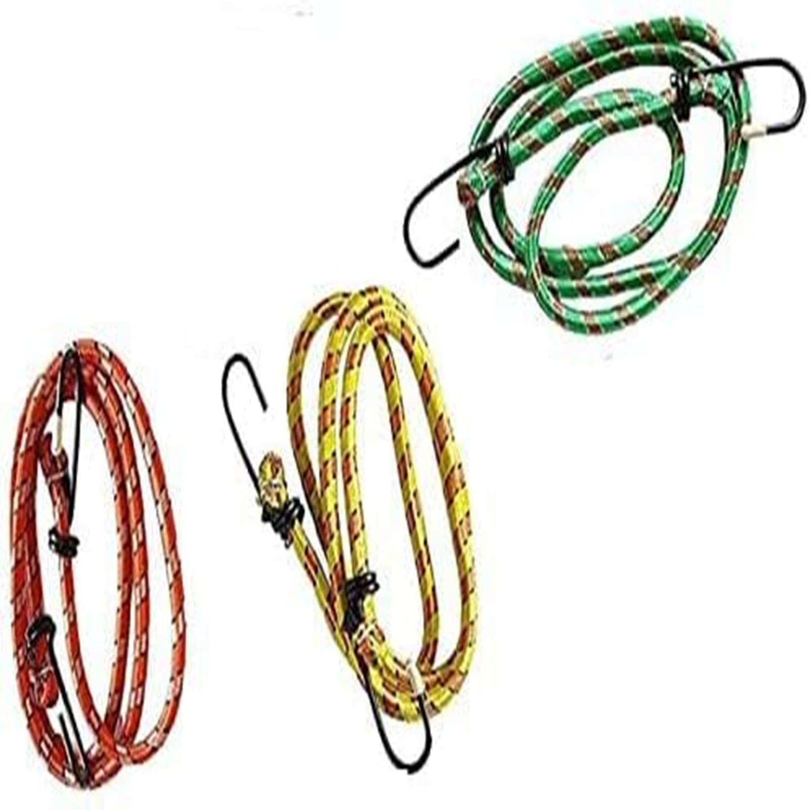 Paulstore Assorted 3 New Bungee Straps Cords Set With Hooks Elasticated Rope Cord Car Bike Luggage