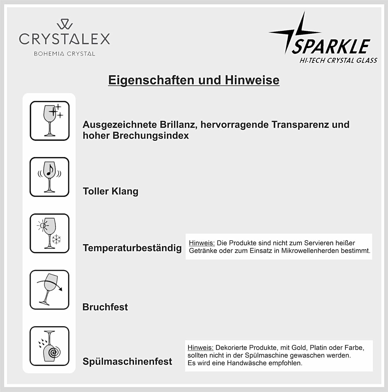 Set 4 große Gläser (4x820ml) mit farbigen Stielen aus der Serie „Rainbow" für Gin-Tonic, Cocktails oder Rotwein, Kristallglas