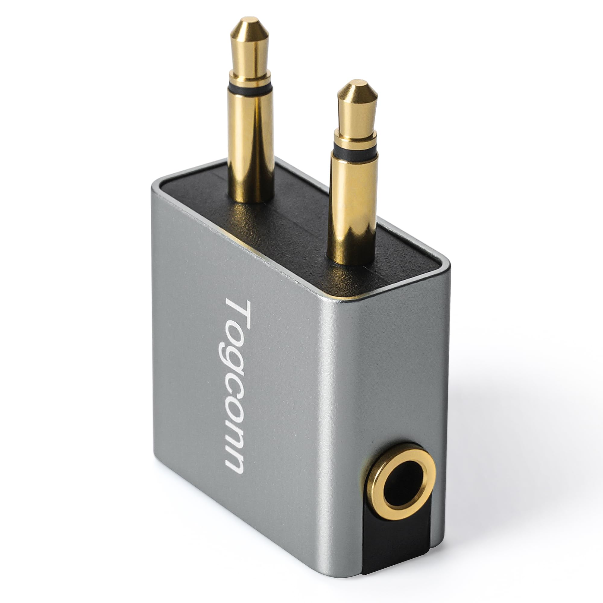 1/8 cala 1/8 cala adapter do słuchawek lotniczych, podwójny 3,5 mm męski na 3,5 mm żeński samolot słuchawki jack AUX konwerter audio złącze (aluminiowa powłoka) do systemów rozrywki w locie