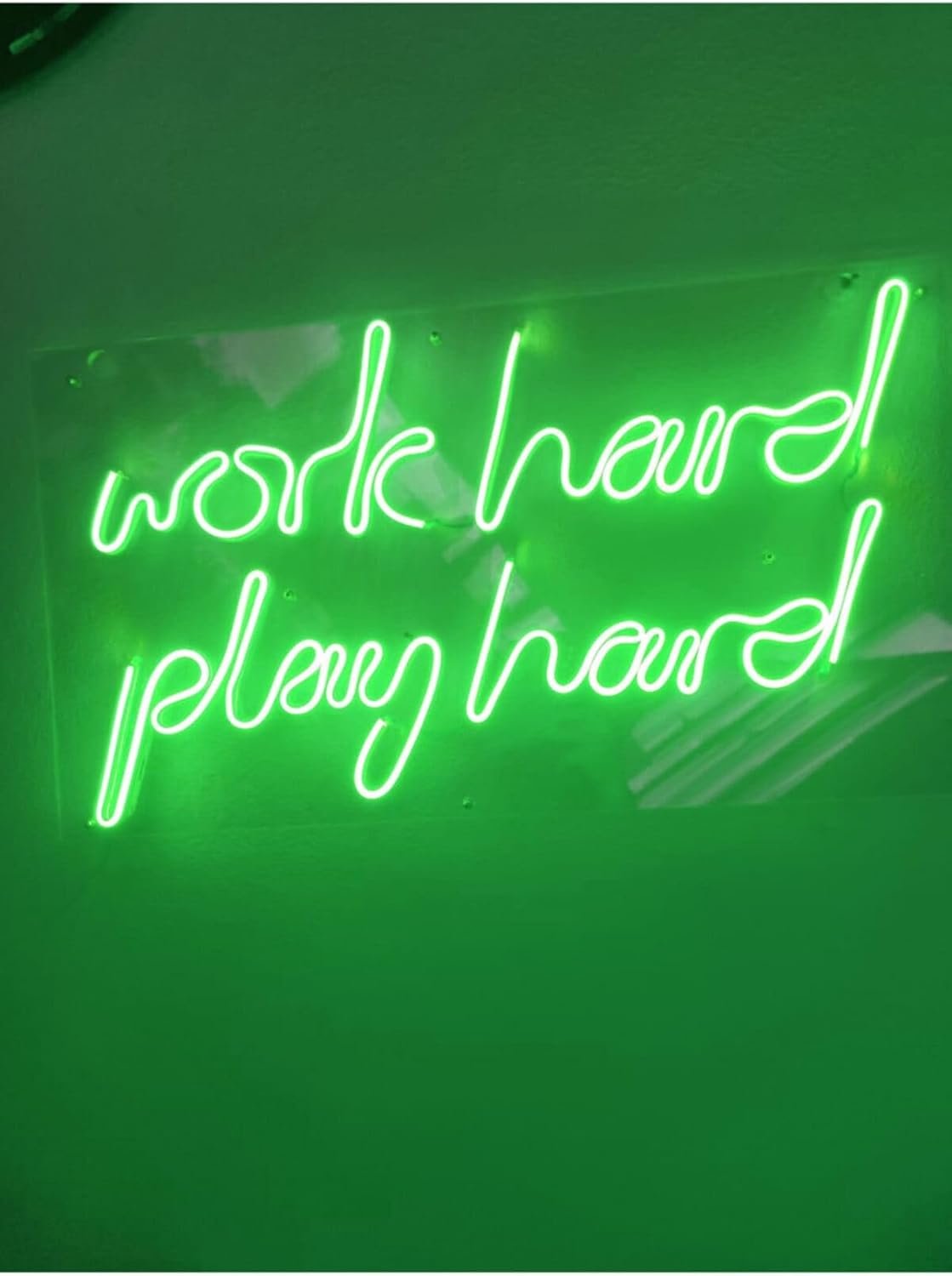 Dekoraven Work Hard Play Hard Neon Led Duvar Yazısı Dekoratif Işıklı Gece Lambası Duvar Süsü, workyeşilraven12