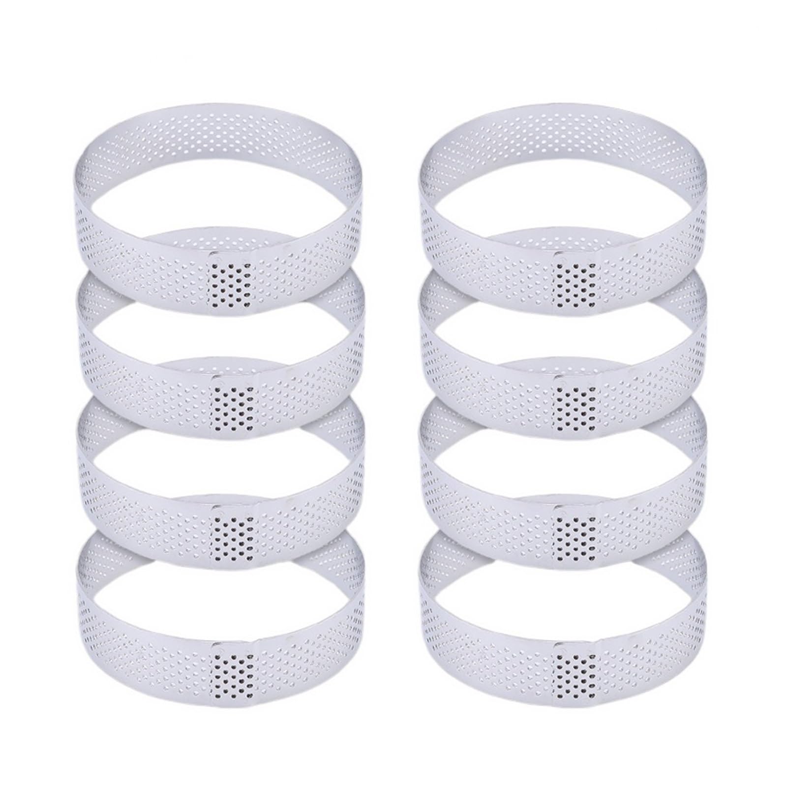 SSIMOO 6 8 10 CM en Acier Inoxydable Tarte Moule Anneau Tartelette Gâteau Mousse Moules Biscuits Pâtisserie Cercle Cutter Tarte Anneau Perforé (Color : 8PCS 8CM)