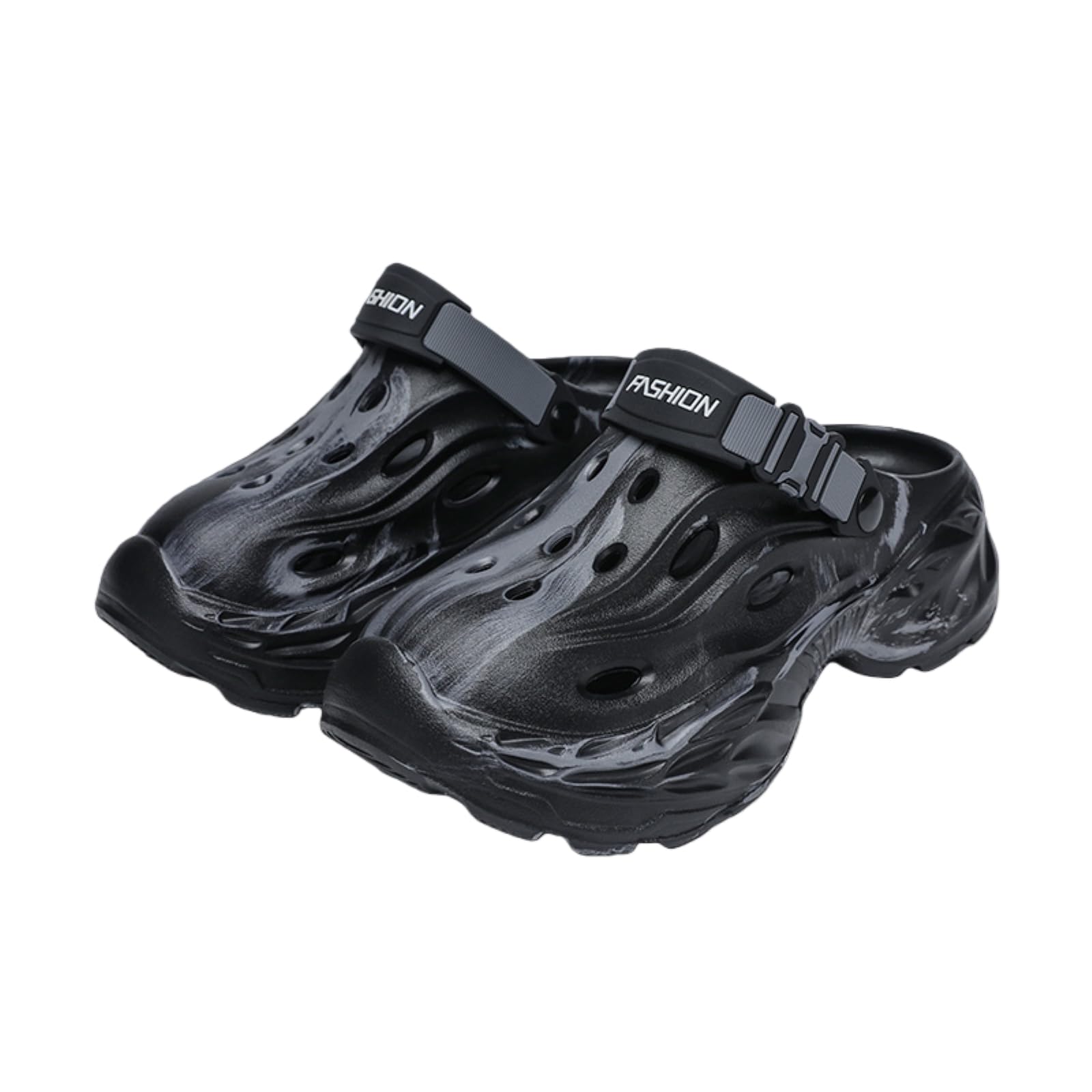 Lsqslbd Men's Black Sliders Sandals Breathable Summer Shoes For Casual Clogs Thick-Bottom Eva Garden Outdoor Beach Fashion Slippers -40-41