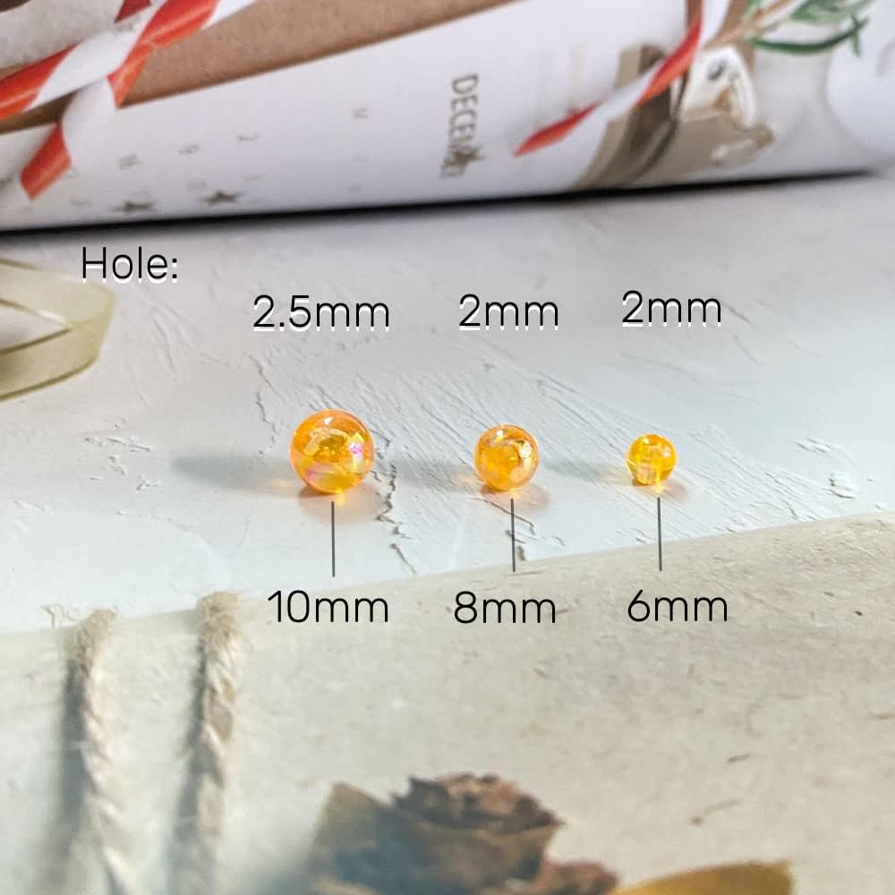 400pcs 8mm Acrylic Round Bubble Beads AB Colorful Plastic Loose Spacer Beads for DIY Craft Making Necklace Bracelet Earring Ornament(Orange AB) - Image 3