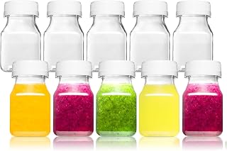 Norcalway 10pcs 2oz Plastic Shot Bottles with Caps - Ginger Shot - Freezer Safe, Leak Proof, BPA Free, Food Grade Small Plastic Bottles with Caps