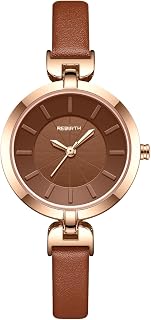 OIDEA Damen Armbanduhr Leder Schmal: Ultradünn Echtleder Armband Damenuhr Analog Quarz Elegant Uhr mit Stundenskala Zifferblatt Elegant Geschenk für Frauen Rosa Braun Schwarz