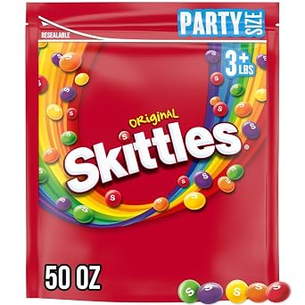 Skittles Original Fruity Candy, 50 oz Party Size Bag Resealable Bulk Pack, Over 3 lbs, Assorted Fruit Flavors, Great for Parties, Sharing & Snacking