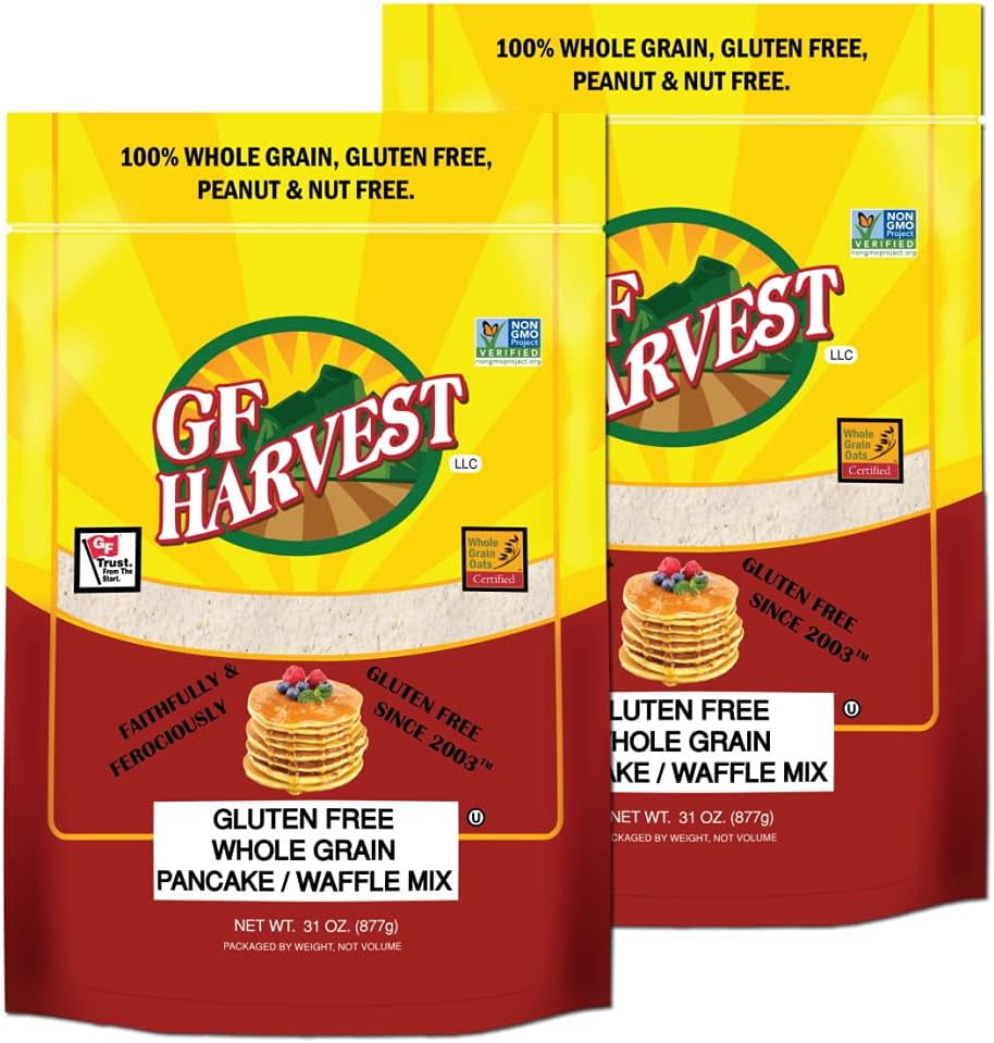 GF Harvest Gluten Free Whole Grain Pancake and Waffle Mix, 31 Ounce Bag, Pack of 2