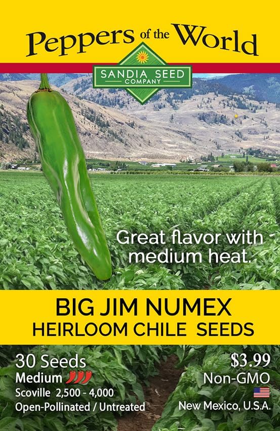 Big Jim NuMex Hatch Green Chile - 30 Seeds from New Mexico - Medium Heat