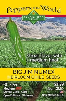Big Jim NuMex Hatch Green Chile - 30 Seeds from New Mexico - Medium Heat