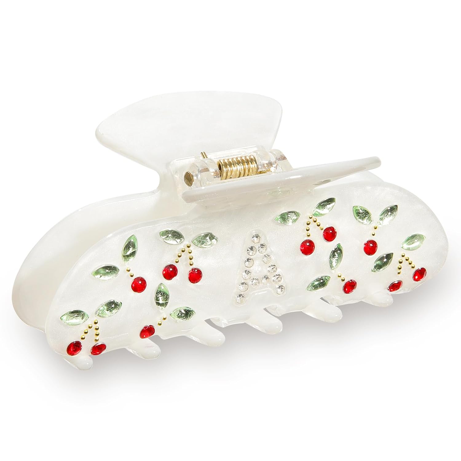 CHLINS Initial Cherry Hair Clips Claws Women Cute Letter Rhinestone Glitter