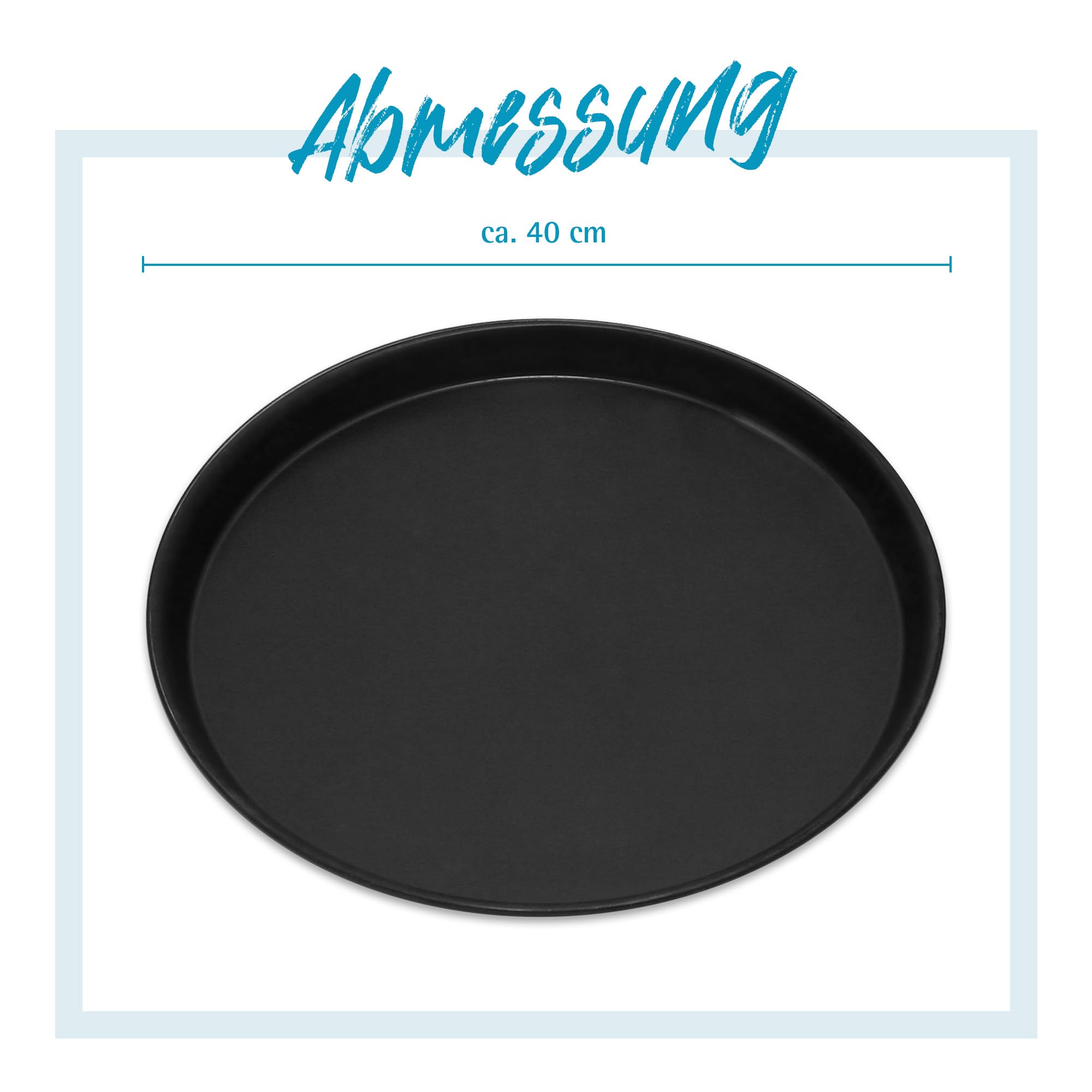 GRÄWE Lot de 6 plaques à pizza de 40 cm de diamètre, rondes, en tôle bleue, non revêtue, résistante à la chaleur jusqu'à 400 °C, fabriquée en Allemagne