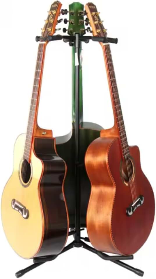 Suporte Estante Tripé para 3 Instrumentos Bertô – Violão, Guitarra e Baixo – Estrutura Reforçada em Metal com Espuma Protetora – Suporte Musical Dobrável para Igreja, Estúdio e Palco