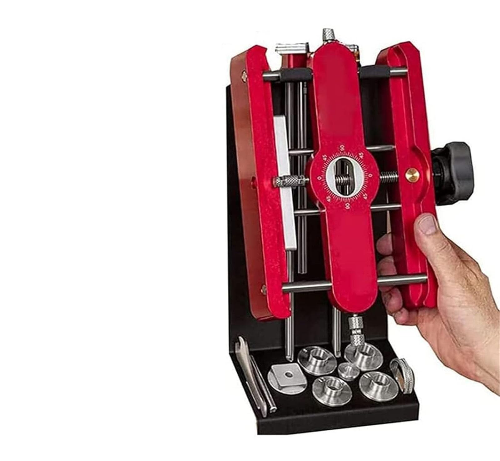 Oldmfzp Precision Mortising Jig And Loose Tenon Drilling Locator Tool Precise Drilling Guide Jig Joinery 2 In 1 Punch Locator Doweling Jig Connector Fastener Woodworking Tools