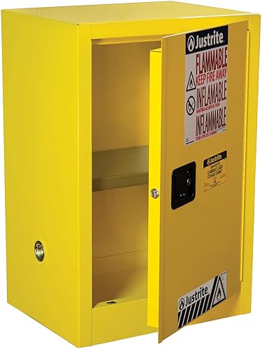 Justrite 891200 Sure-Grip EX 12 galones, 35 pulgadas de alto x 23-14 pulgadas de ancho x 18 pulgadas de profundidad, 1 puerta, 1 estante, gabinete