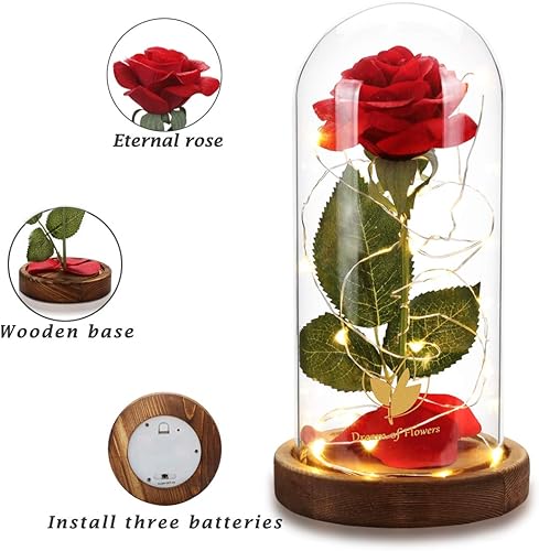 Miniatura 15 de Rosa de la Bella y la Bestia, regalos de rosas para mujeres, regalos para ella, regalos de cumpleaños para mujeres, rosa eterna artificial iluminada