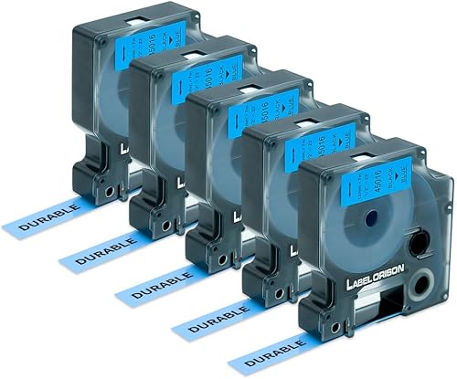 Compatible Dymo D1etiquetado Cinta estándar para Label Manager rotuladoras por etiqueta Orison, 12inch (12mm) X 23pies (7m), Negro y azul