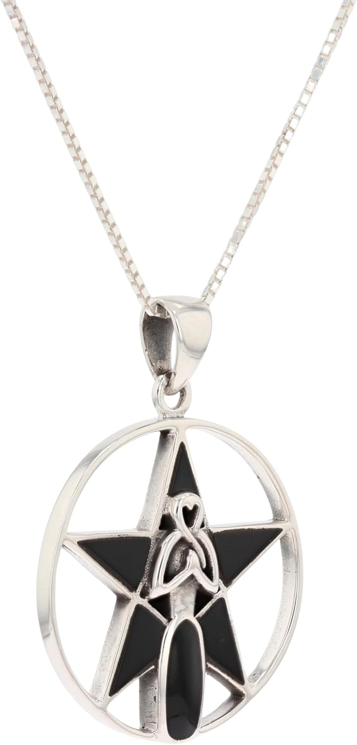Jewelry Trends Sterling Silver Goddess Pentacle Pendant Necklace 18" Created Black Onyx - Image 3