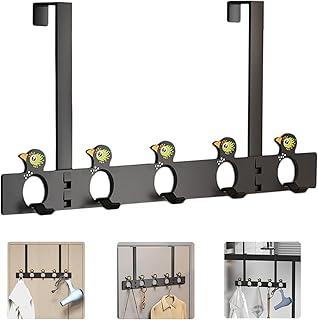 Woodpecker Pattern Door Hanger Hook, Over The Door Hooks Heavy-Duty Organizer on Bathroom Cabinet Cupboard-5 Hooks(Black, 1 Pack) - Buy now