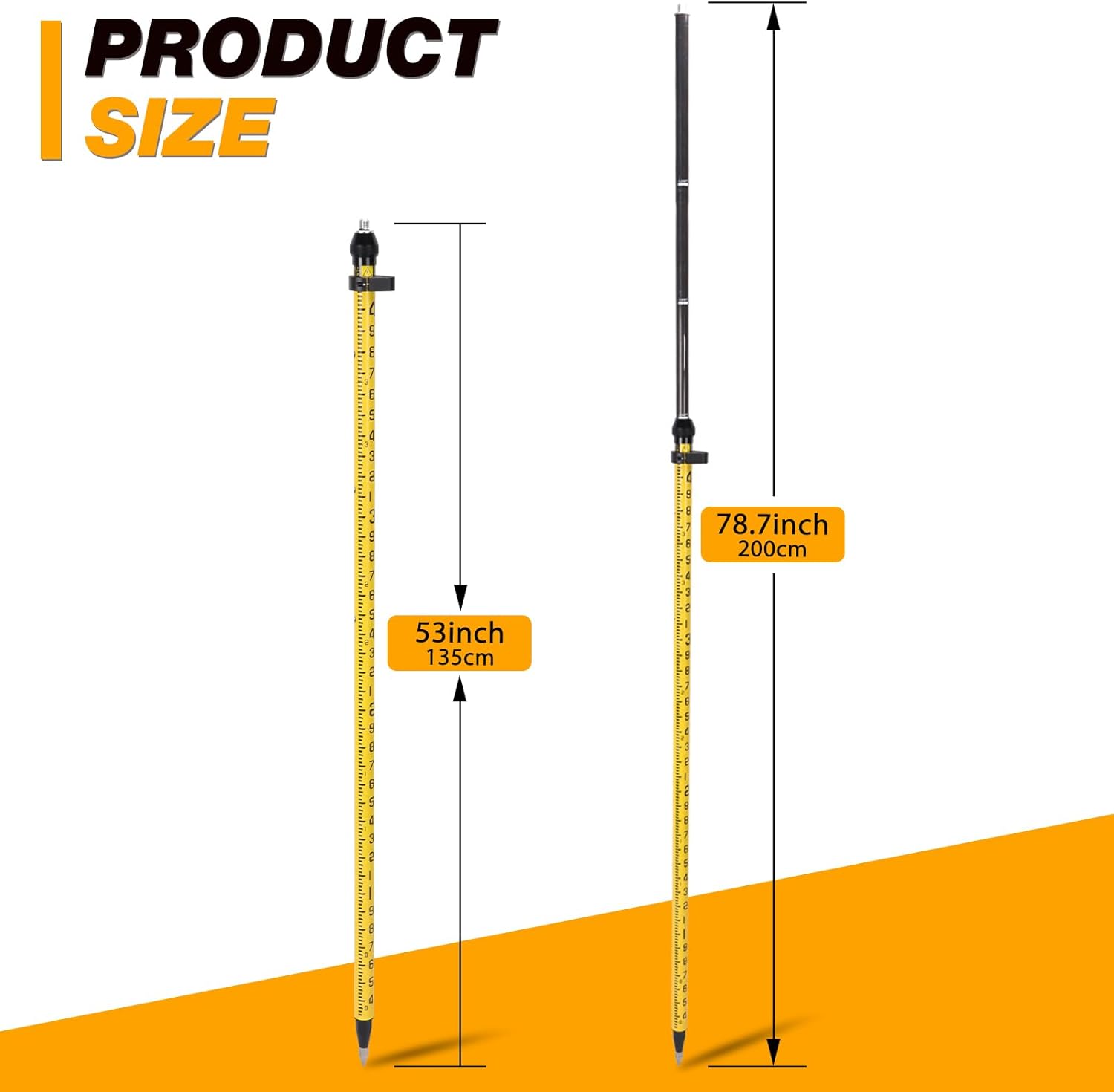 MOETER Aluminum GPS Pole with Snap-Lock – 2.0M Telescopic Survey Rod with 5/8” Adapter, 20-Minute Bubble Level, and Carry Bag for Land Surveying & Engineering