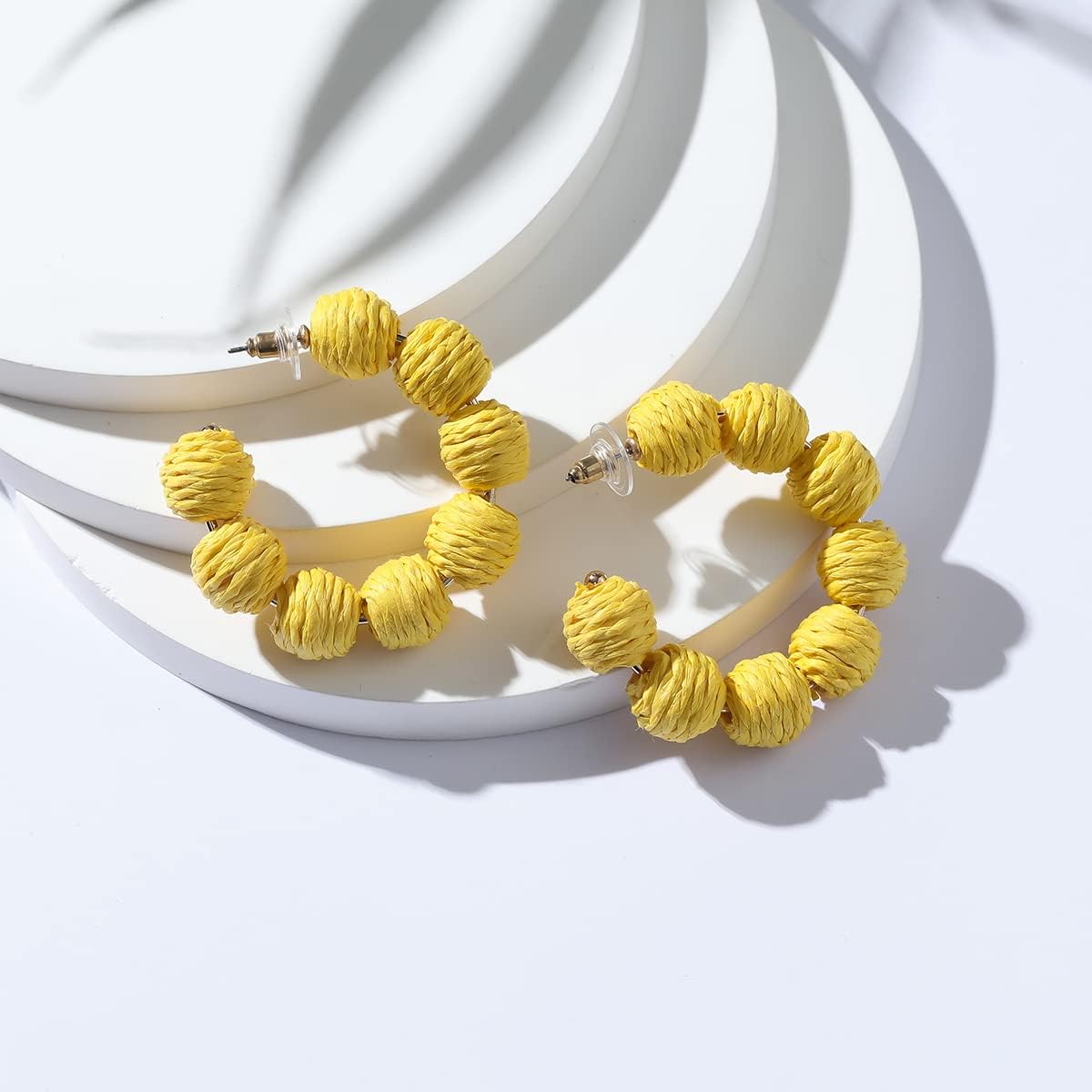 Colorful Statement Raffia Hoop Dangle Earrings for Women - Fun Summer Rattan Beach Vacation Jewelry Teacher Gifts - Image 3