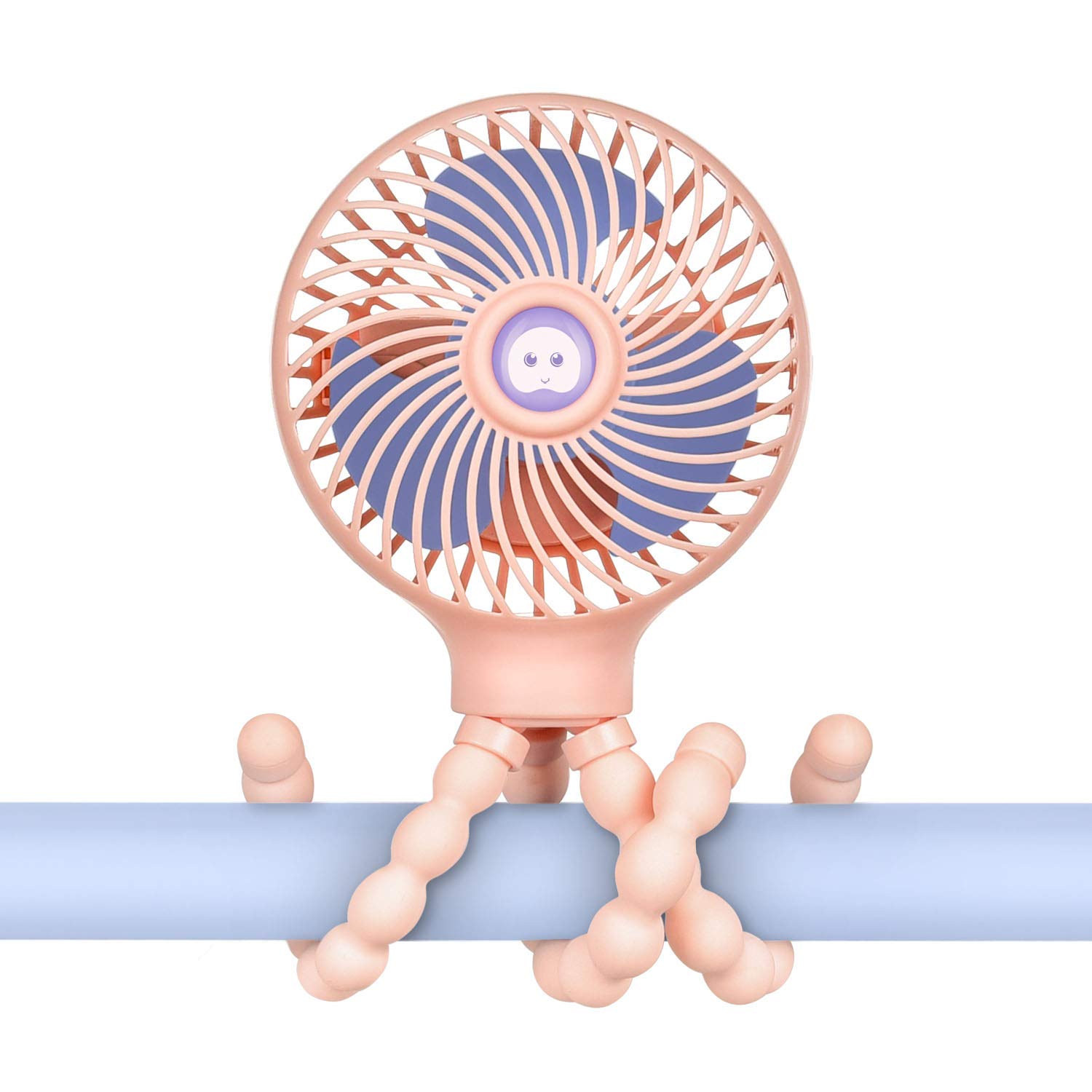 Mini Handheld Stroller Fan,Small Personal Portable Table Fan with USB Rechargeable Battery Operated Cooling Adjustable Electric Desk Fan for Travel Office Room Outdoor Household Pink