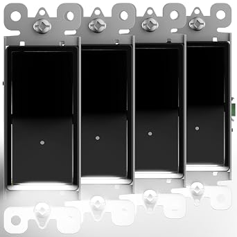 4 Pack Illuminated Light Switch, Lightswitch with LED Night Light, Automatic On/Off Sensor, Single Pole Switch, 15Amp 120/277Volt,Black