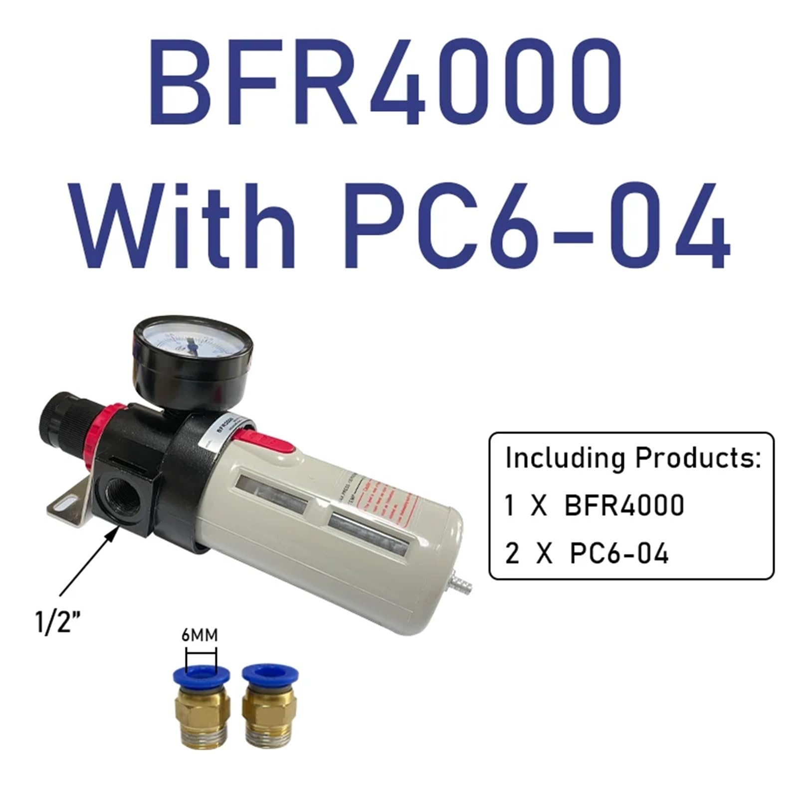 1 szt. BFR2000 BFR3000 BFR4000 1/4 3/8 1/2 Sprężarka powietrza Separator oleju i wody Filtr regulatora ręcznego odprowadzania powietrza (BFR4000 PC6-04)