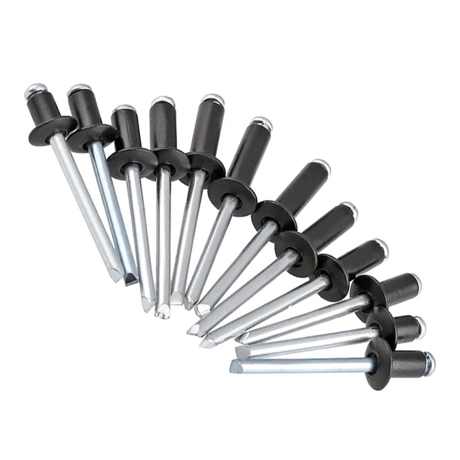 remaches ciegos, Remache ciego M2.4 .8 M3 .2 M4 Galvanoplastia Aluminio negro Cabeza redonda Anclaje Mandril de acero Escape(10mm,M3 (100Pcs))