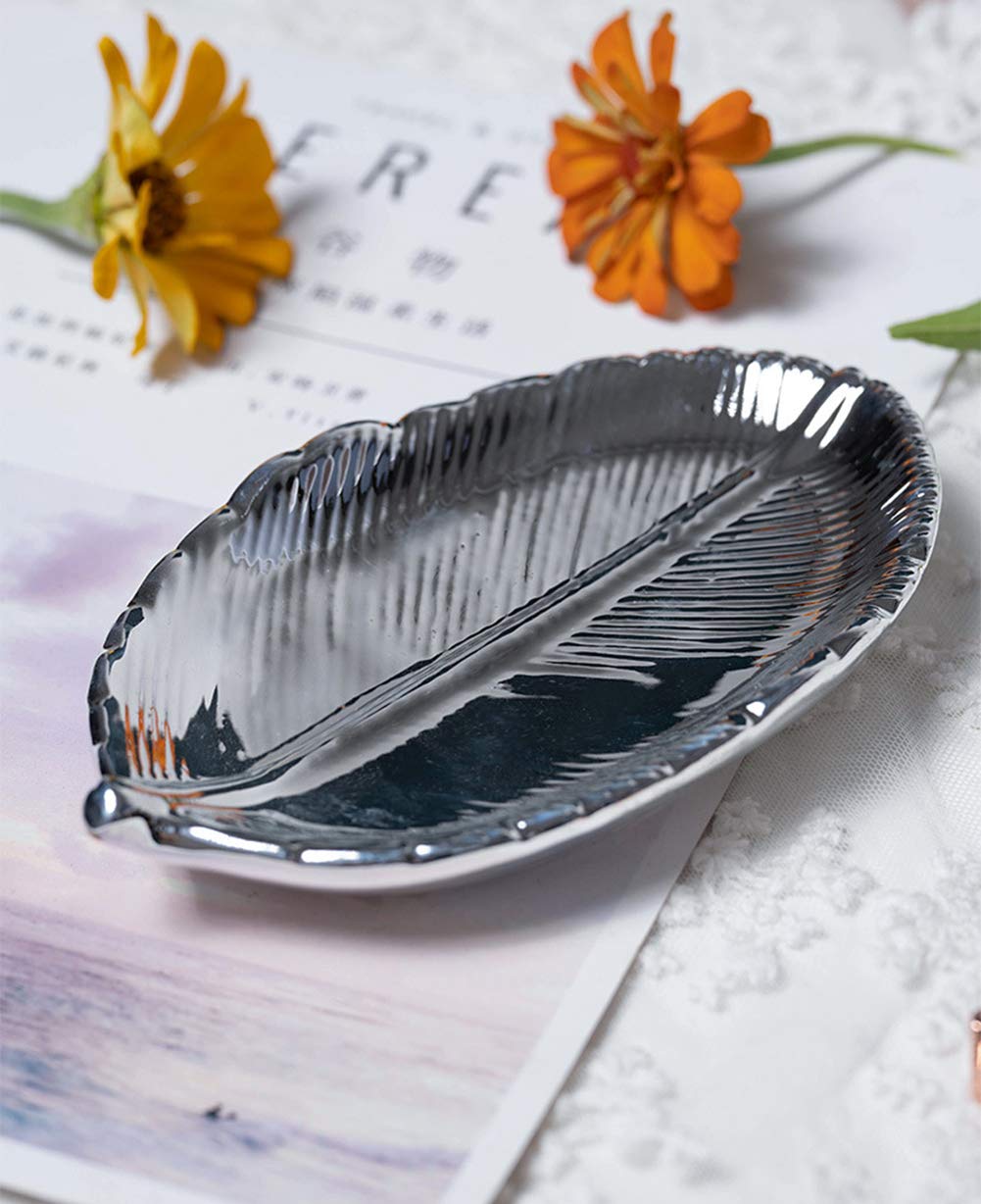 小物 Chao!! Amazon.com: AKOAK 1 Pack Ceramic Silver Leaf-Shaped Jewelry