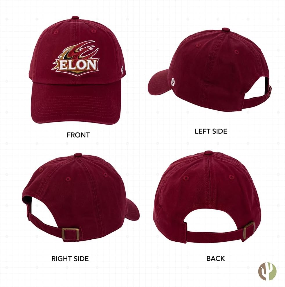 Desert Cactus Elon University Baseball Hat Phoenix Brimmed Embroidered Cap Adjustable Cloth Strap Adult (Style A) Red - Image 3