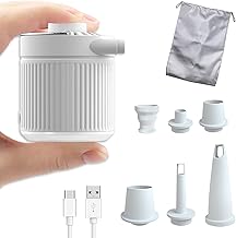 Dappy Air Pump, Electric Air Pump, Ultra Lightweight, Recommended by Instructors of the Japan Camp Association, Powerful 4.9 gal (180 L) / Min, 6 Nozzles & Lights, 1,300 mAh Large Capacity Battery,