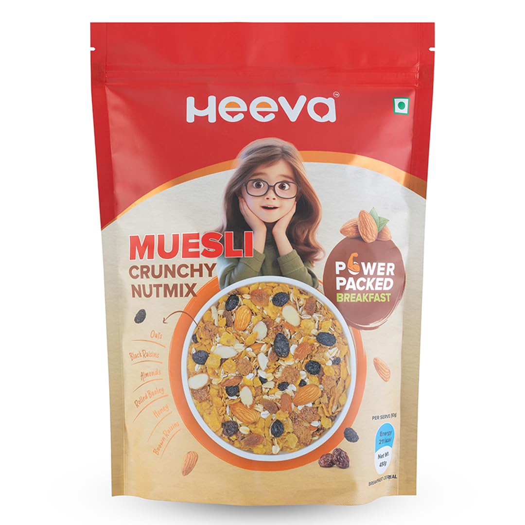 Heeva Muesli Crunchy Nut Mix 450g | Power Packed Breakfast | India’s Best Muesli | Multigrain Breakfast Cereal (B0DBV78J79) Amazon Price History, Amazon Price Tracker