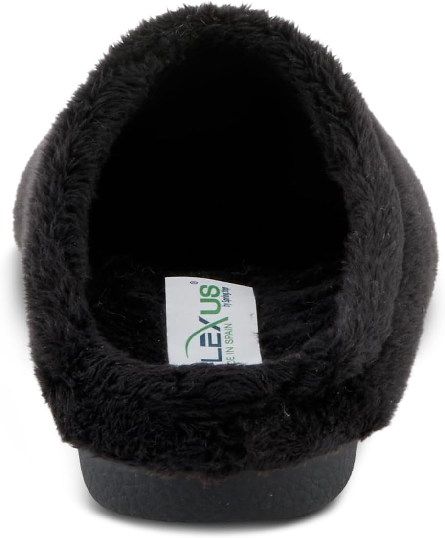 Flexus Women's INABA Velour Slides with Soft Velour Upper, Rubber Outsole, and Plush Comfort