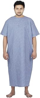 Women Poly Cotton Both Side Wearable Hospital Use Patient Casual Style Gown (Blue, Free Size )