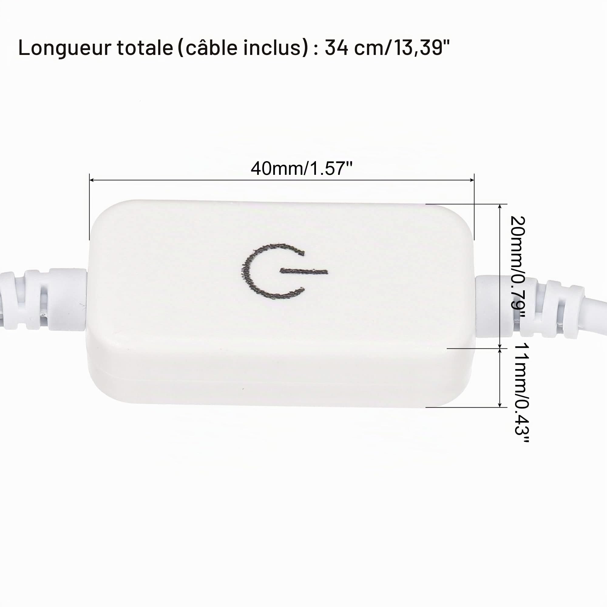 sourcing map LED Tactile En Ligne Gradateur 5V 3A USB Cordon Tactile Commutateur Contrôleur pour Simple Couleur Émettant Diode Bande luminaire, Blanc