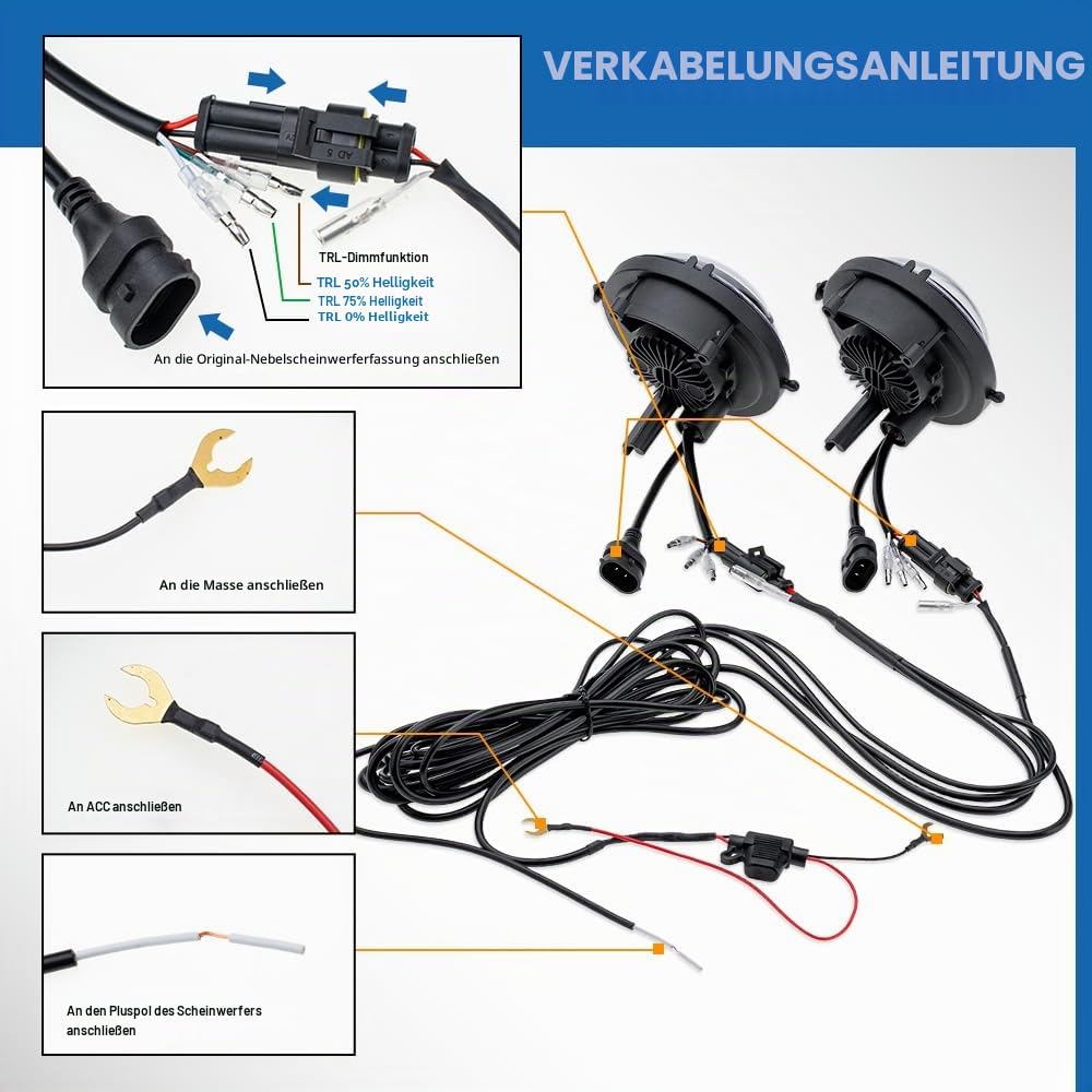 LED Nebelscheinwerfer DRL Tagfahrlicht kompatibel mit Mini Cooper R55 R56 R57 R58 R59 R60 R61 LED Halo Ring Fahrlicht DLR Licht E4 geprüft 2ST