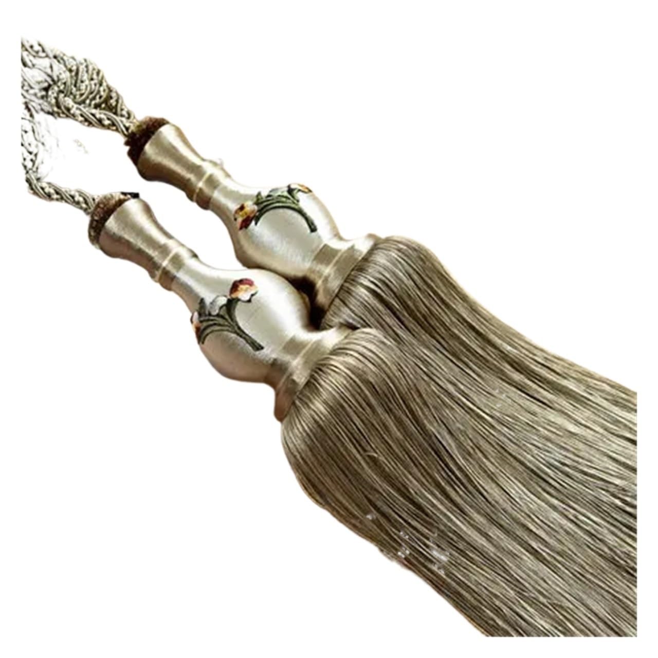 2 sztuk/para krawat do zasłon paski haki uchwyt wiszące liny pas akcesoria do zasłon Tiebacks Tassel Fringe Brush Home Decor(Khaki)