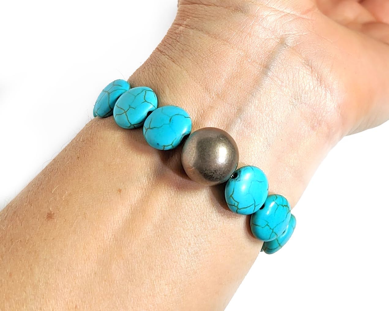 Acupressure Bracelets for Nausea Relief - Motion and Morning Sickness, Sea and Travel Sickness in Turquoise Howlite - 1 Pair (2 Bracelets) (White Howlite)