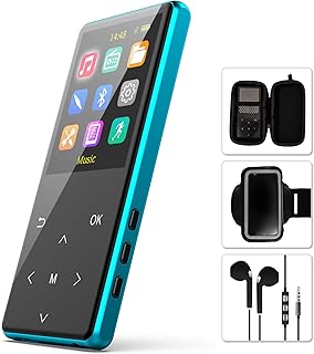 MP3 Player, 128GB MP3 Players Safuciiv MP3 with Bluetooth 5.2, 2.4 in Screen, Lossless Music Player, Support FM Recording, Including Arm Strap and Player Case, for Gym, Camping, Sports (Blue)