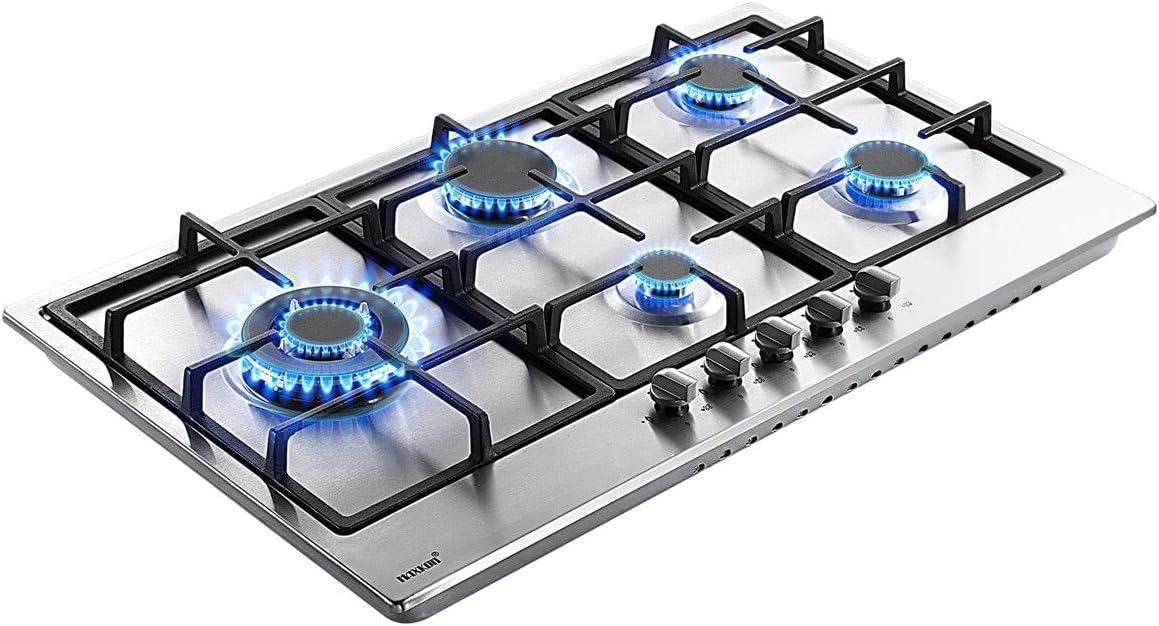 Maxkon 90cm Gas Cooktop Cooker 5 Burners Stoves Hobs Cook Tops Stovetop