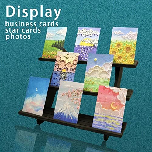 Auroal 3 Tier Earring Display Stands For Selling, Retail Display Riser Earring, Ring Holder Stand, Removable Countertop Small Merchandise Display Stand, for Figures,Cupcake, Photo (Brown color)