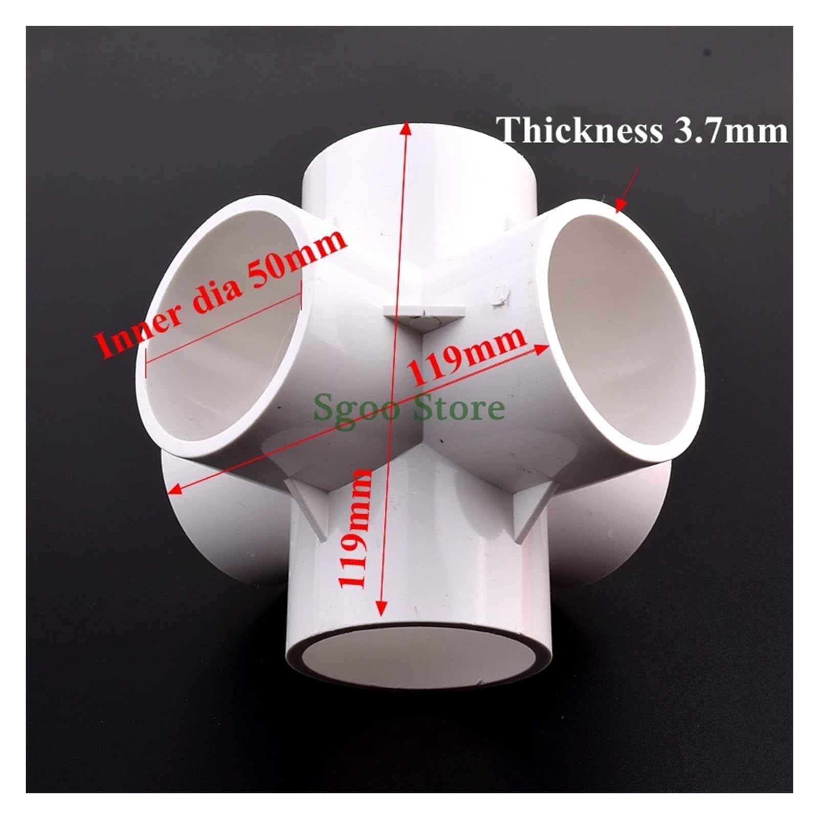 Connettori for tubi di irrigazione, raccordi tridimensionali, for telaio idroponico, 3/4/5 vie, 50 mm, bianchi, a croce, a 6 vie(6 ways joint,Inner Dia 50mm(5pcs))