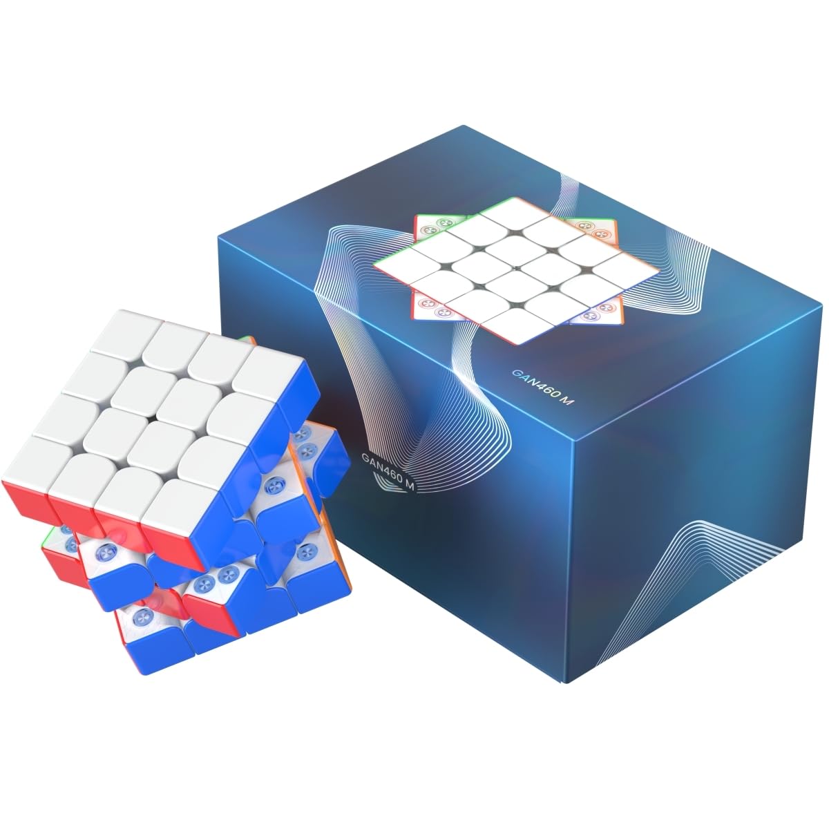 GAN 460 M V2 UV 4 x 4 Cubo de Rubik Puzzle Stickerless Ganso 64 piezas 2.3 x 2.3 x 0.1 pulgadas Magnetic Speed Puzzle GAN460 V2 Cubo