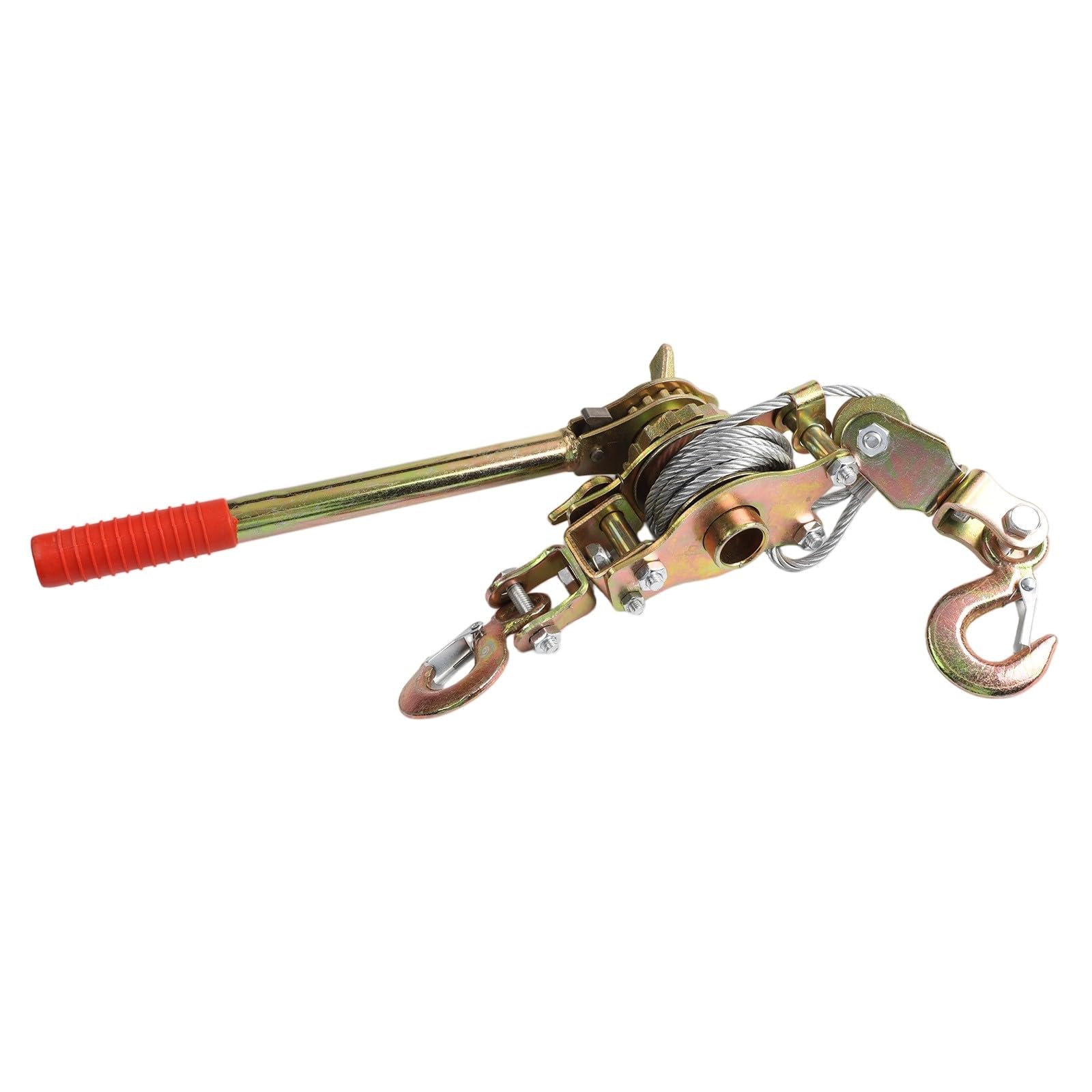 Tensor de cable con mecanismo de trinquete de acero al carbono, carga de carga 1T/2T, doble gancho para cables de acero y cadenas, herramienta de sujeción robusta para construcción y