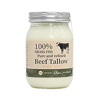 Vista 1 de Beef Tallow for Cooking 100% Grass-Fed (14oz) - Pure, Refined, Keto Friendly Great for Skin Care, Candles, Soaps & High-Heat Cooking