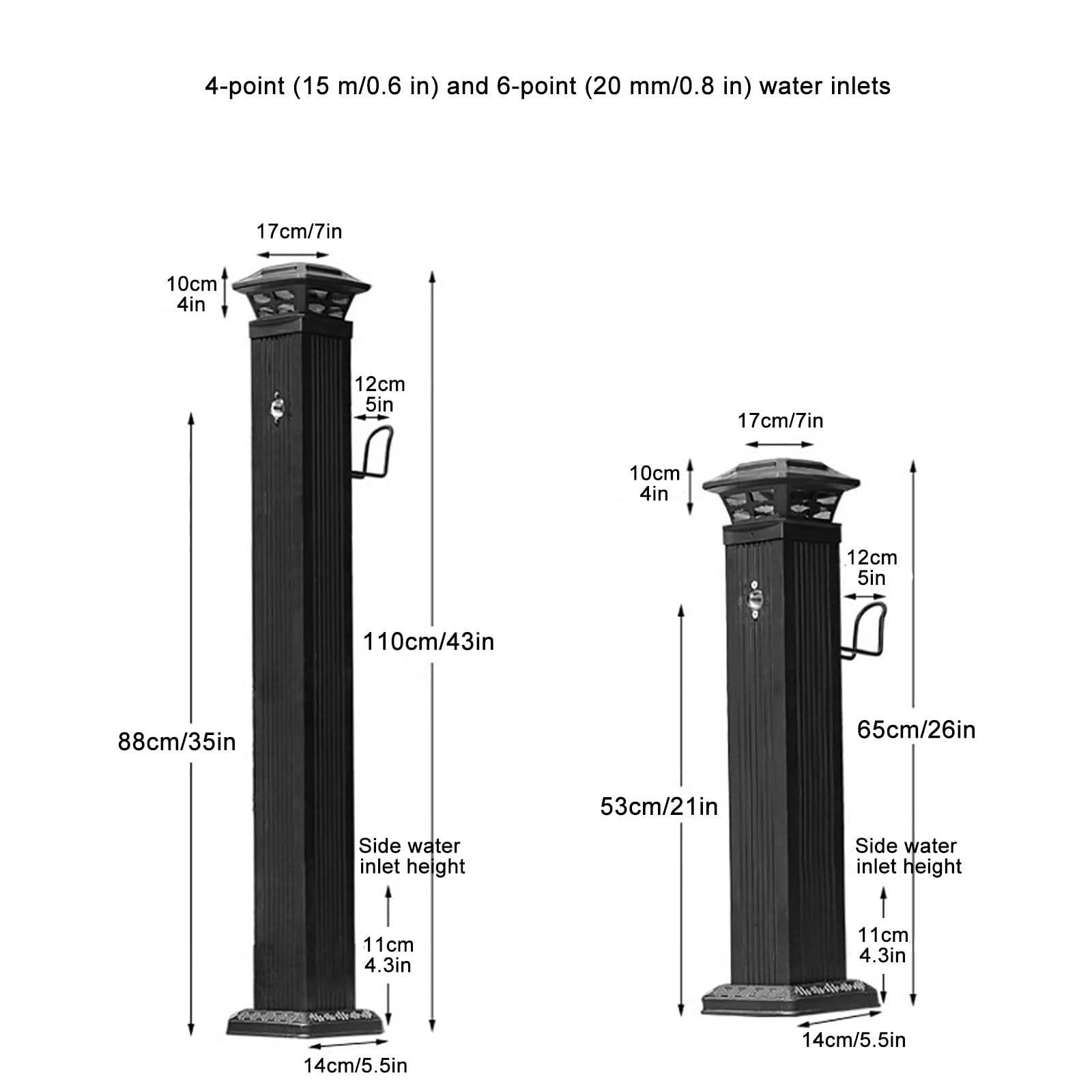 Luce a colonna d'acqua solare, fontana resistente per giardino, antigelo, decorazione per esterni, fontana verticale per giardini e patii