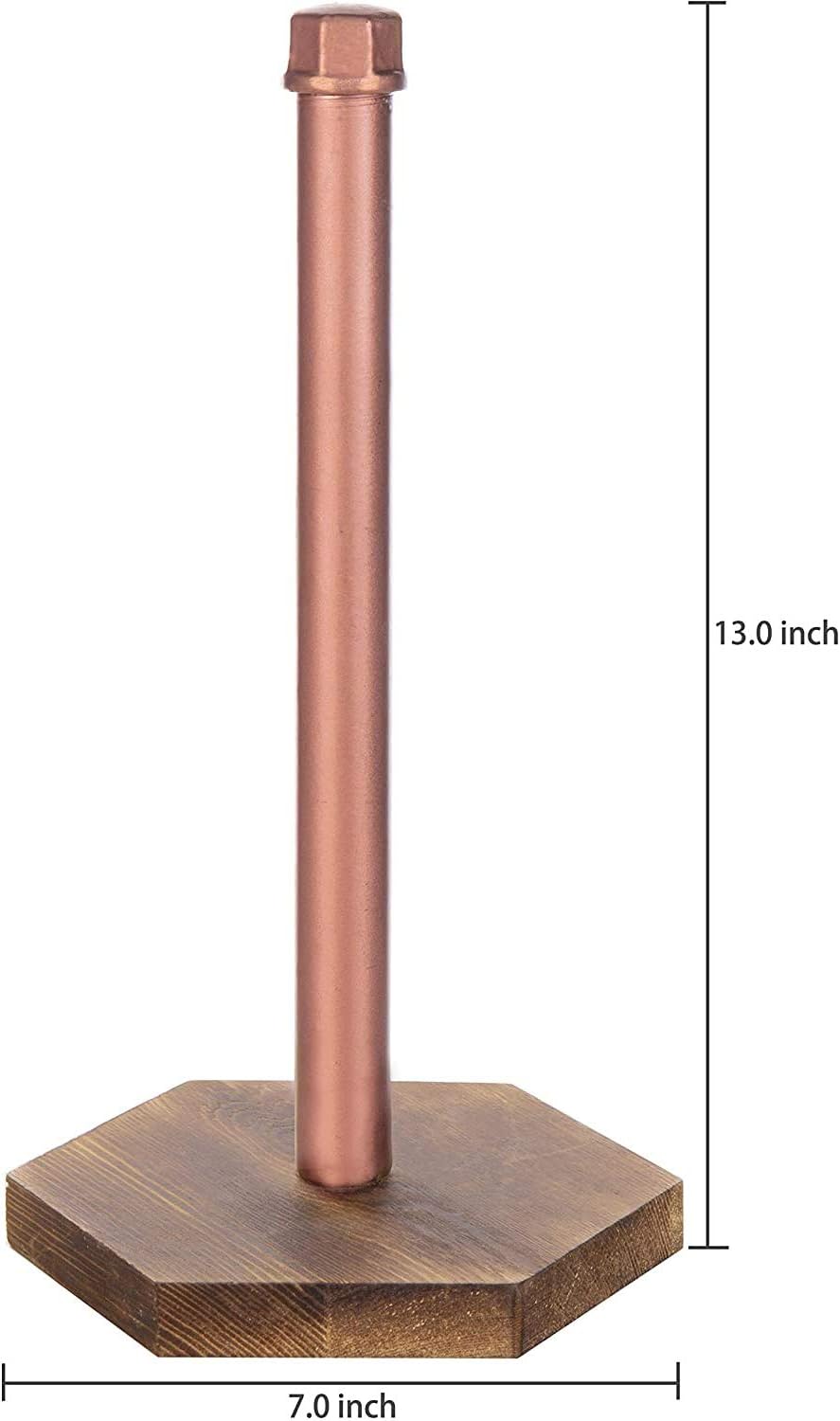 Exclusive Discount 60% Price MyGift Industrial Copper-Tone Pipe & Brown Burnt Wood Countertop Paper Towel Stand