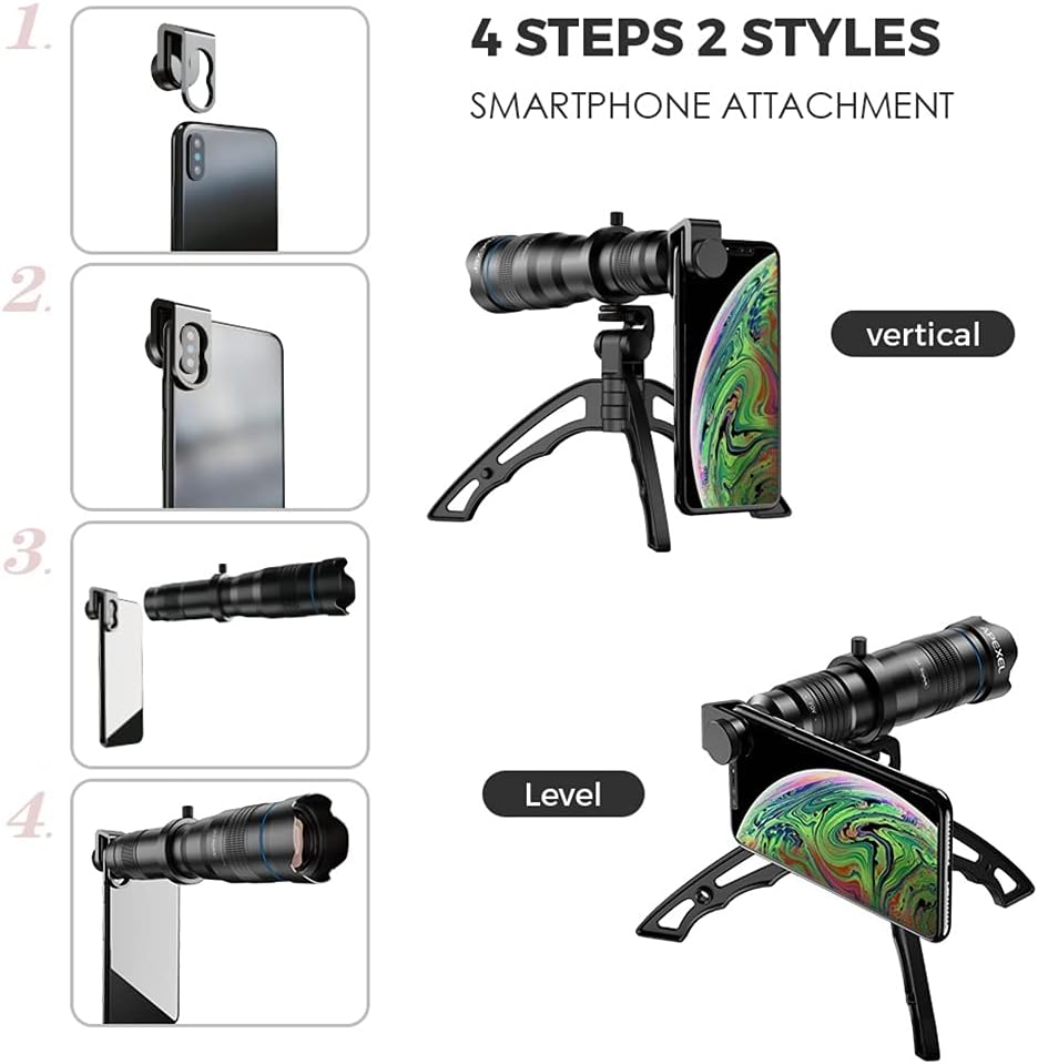 Telephoto Lens Series Zoom Monocular Phone Camera Telescope Lenses + Mini Tripod for Smartphone (Size : 36X with Tripod) ()