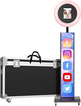 Portable Photo Booth Machine Compatible with Any Ipad,BlackFlight Case | RGB Ring Lights,Music Sync,Free Custom Logo,2 Months ChackTok VIP
