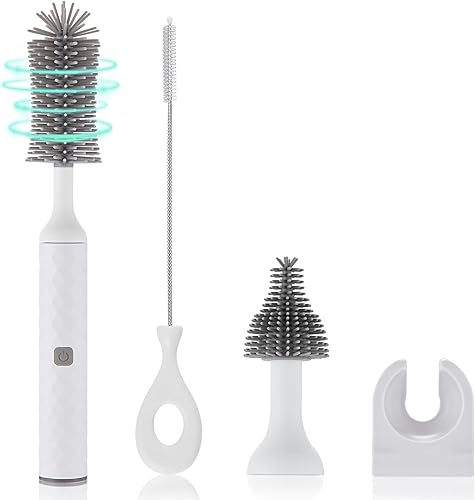 Juego de cepillos eléctricos para biberones, cepillos limpiadores multiusos, limpieza de rotación de alta velocidad de 360, 1500 mAh, impermeable
